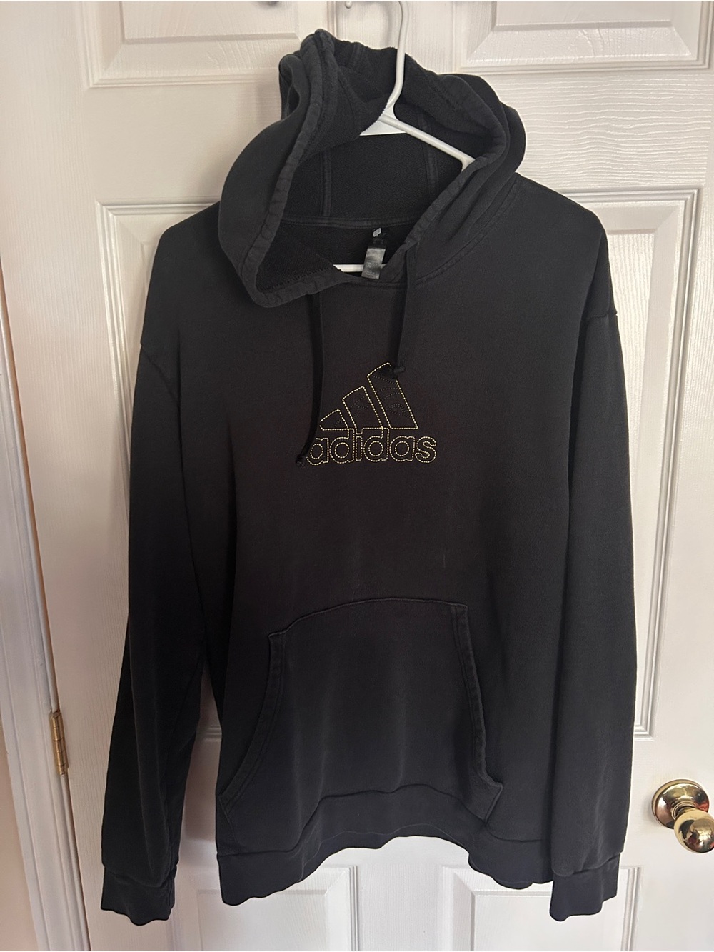 adidas Black Hoodie Sweatshirt with Gold Logo